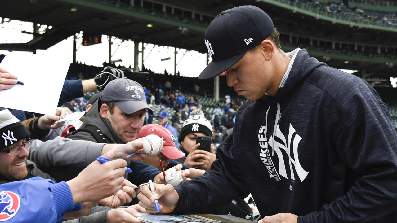 Touching moment as young New York Yankees fan meets Aaron Judge
