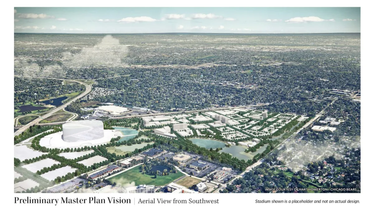 Bears Arlington Heights stadium municipal finance risk, reward