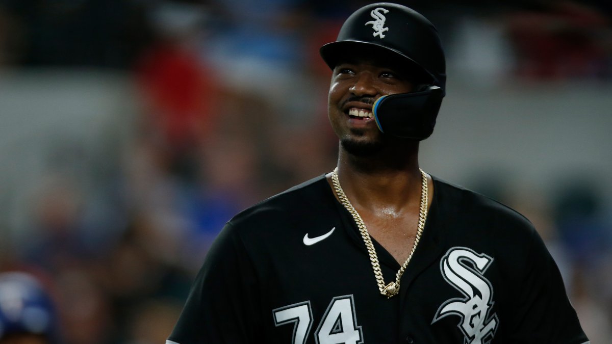 Chicago White Sox right fielder Eloy Jimenez stands in the dugout News  Photo - Getty Images