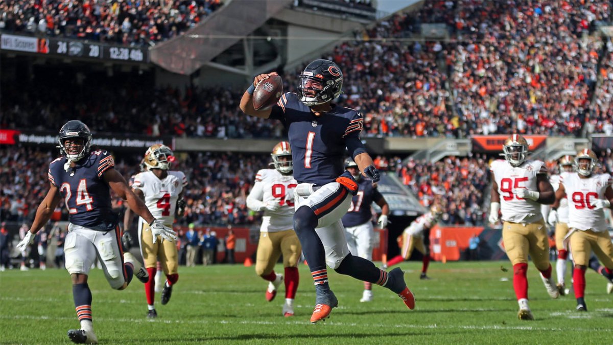 Chicago Bears slide into endzone after win over 49ers - Chicago