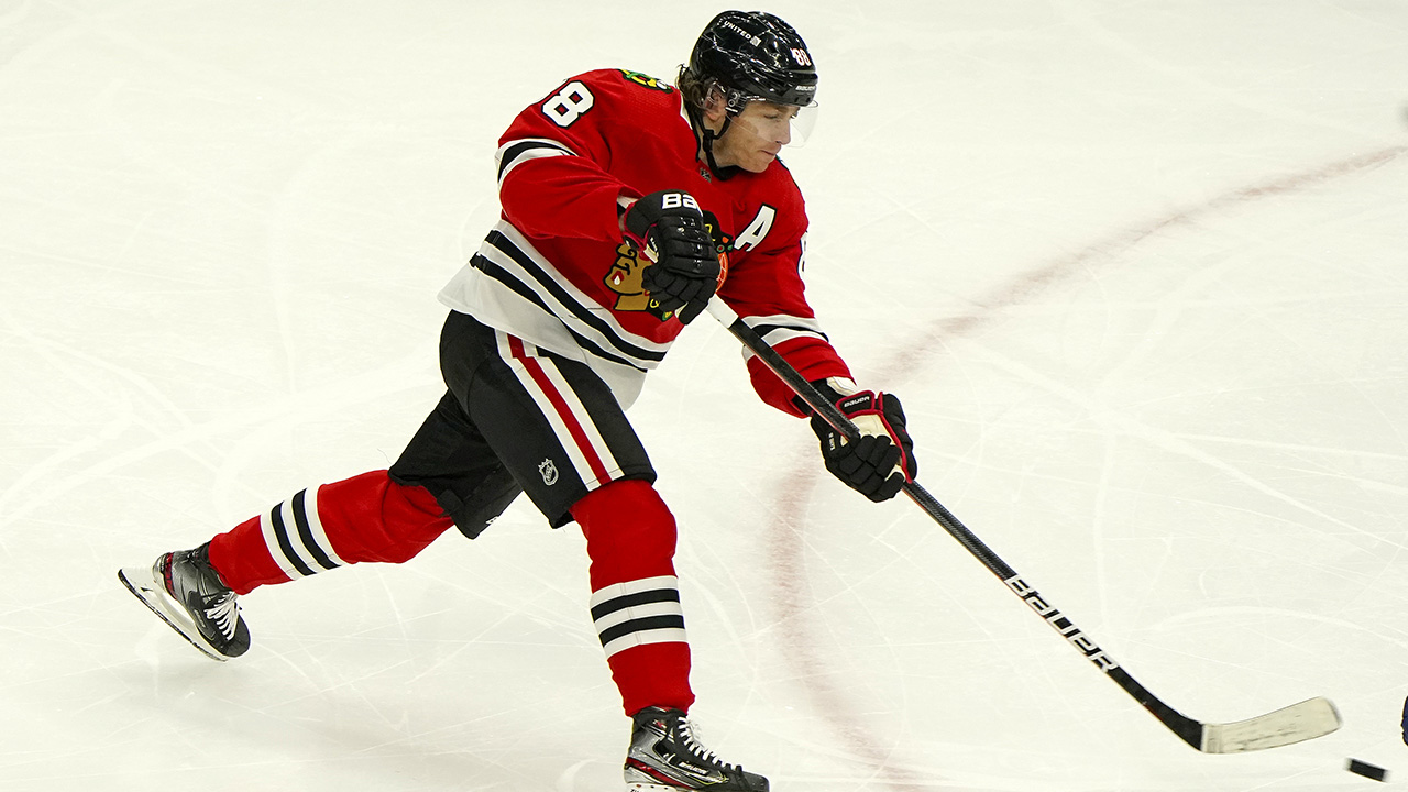 Patrick Kane shown working out in video while recovering from surgery
