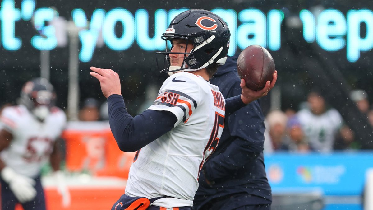 Nathan Peterman of the Chicago Bears warms up prior to the game