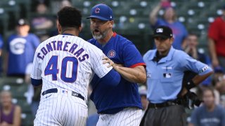 Cubs' Willson Contreras ejected, restrained by David Ross – NBC Sports  Chicago