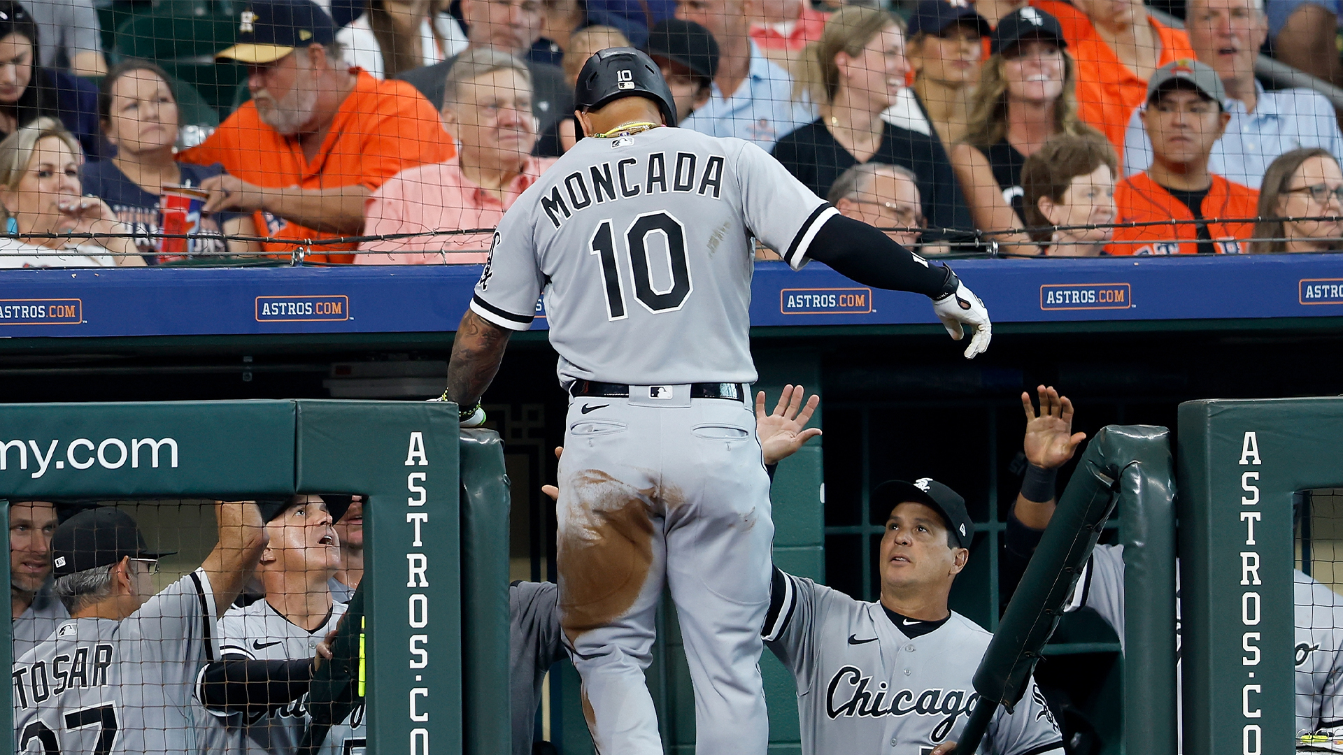 Yoan Moncada of the Chicago White Sox looks on from the dugout during