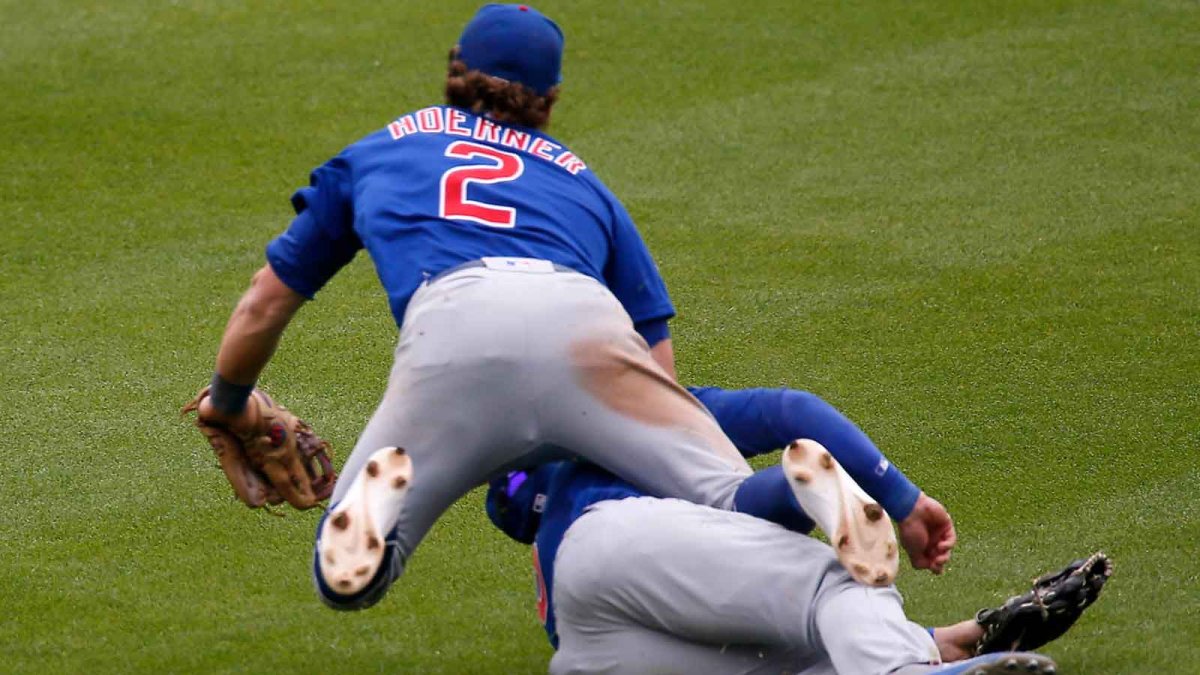 Ian Happ carted off field after scary outfield collision