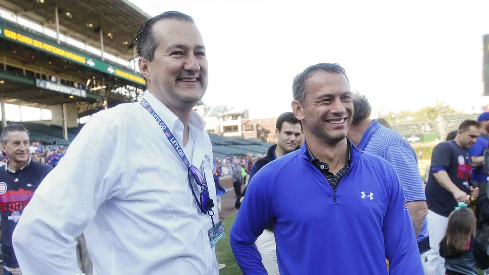 Cubs Kris Bryant, Anthony Rizzo, Javy Baez, Tom Ricketts, and Jed