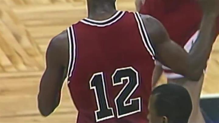 Michael Jordan wearing the number 12 jersey Chicago Bulls 1990