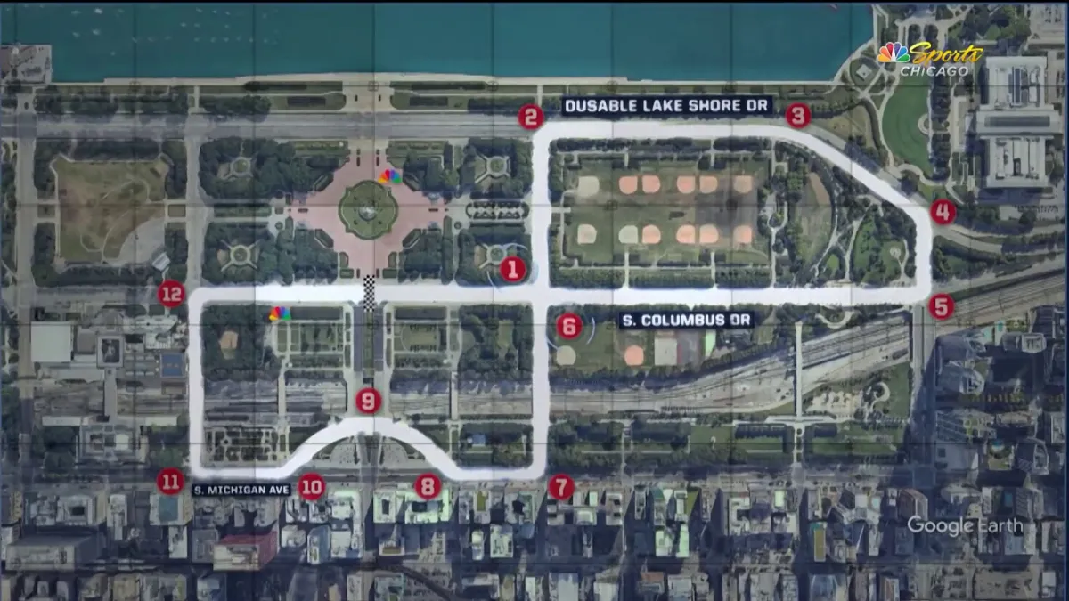 NASCAR Chicago Street Course layout NBC Sports Chicago