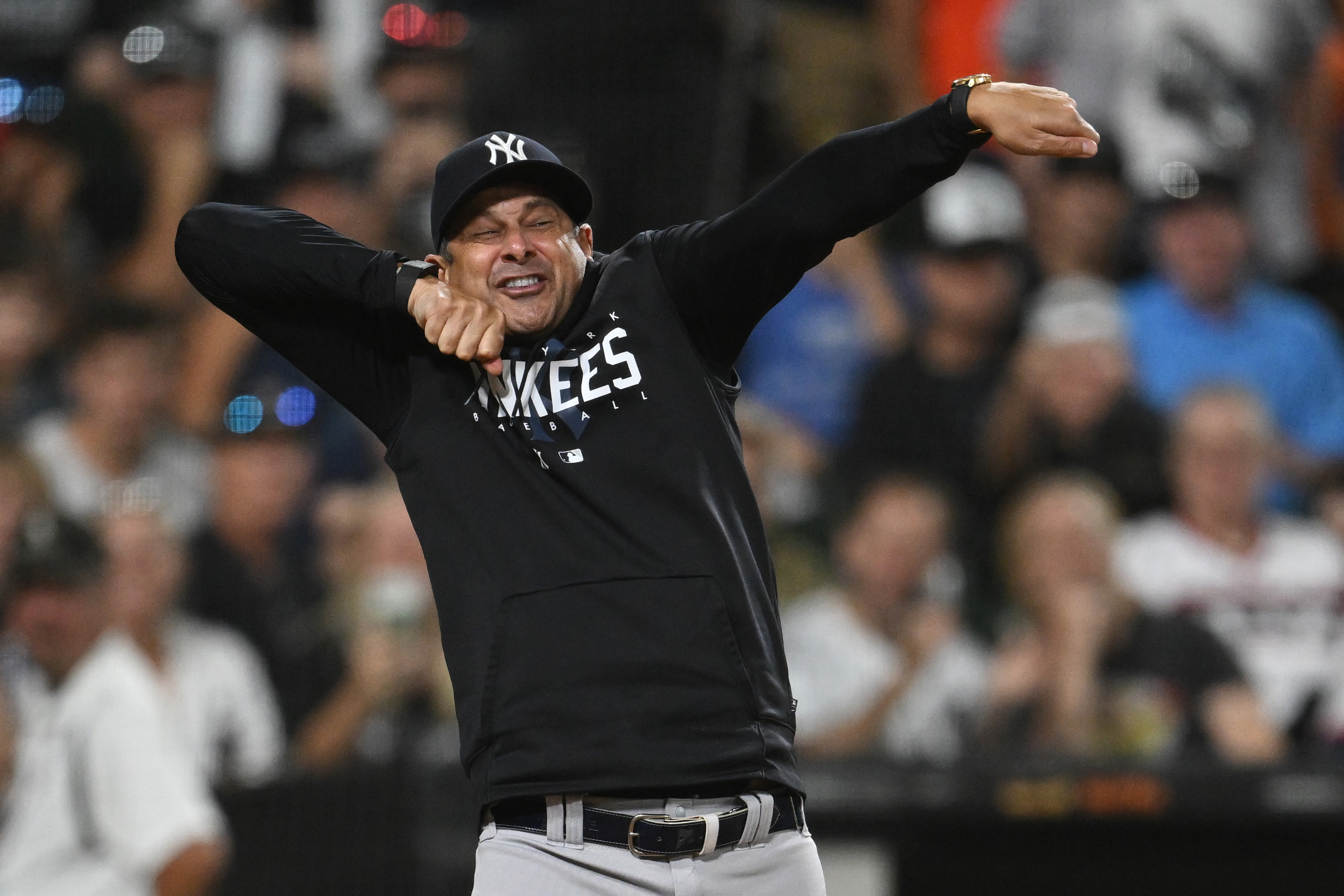 Jomboy Media lip reads Aaron Boone's ejection from White Sox game – NBC  Sports Chicago