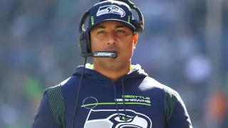 SEATTLE, WASHINGTON – OCTOBER 31: Running Backs Coach Chad Morton of the Seattle Seahawks looks on during a game against the Jacksonville Jaguars at Lumen Field on October 31, 2021 in Seattle, Washington. (Photo by Abbie Parr/Getty Images)