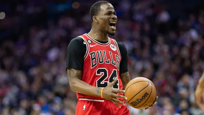 Mar 20, 2023; Philadelphia, Pennsylvania, USA; Chicago Bulls forward Javonte Green (24) reacts after a score against the Philadelphia 76ers during the fourth quarter at Wells Fargo Center. Mandatory Credit: Bill Streicher-USA TODAY Sports