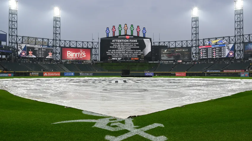 CHICAGO, ILLINOIS – MAY 12: A general view of Guaranteed Rate Field during a rain delay of the game between the Chicago White Sox and the Houston Astros at Guaranteed Rate Field on May 12, 2023 in Chicago, Illinois. (Photo by Quinn Harris/Getty Images)