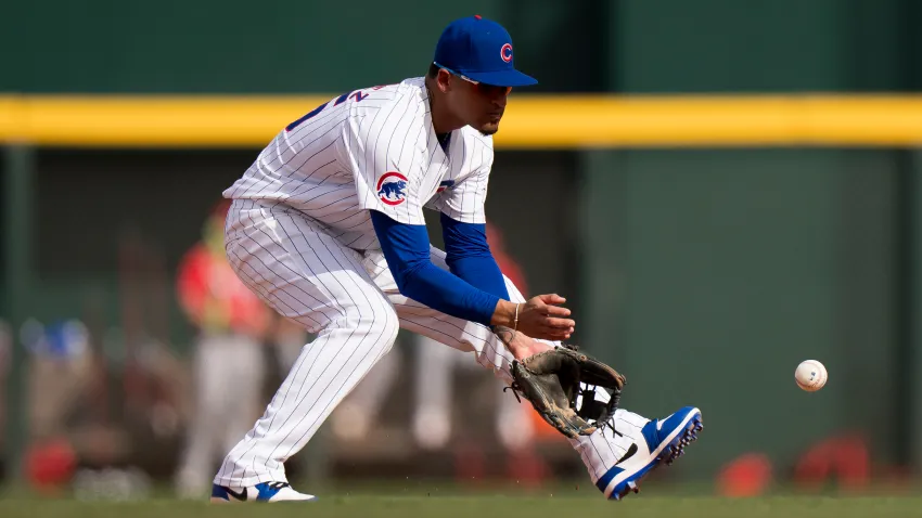 MESA, ARIZONA – FEBRUARY 27: Luis Vázquez of the Chicago Cubs fields the ball during a training game as part of the 2024 Chicago Cubs Spring Training at Sloan Park on February 27, 2024 in Mesa, Arizona. (Photo by Matt Dirksen/Getty Images)