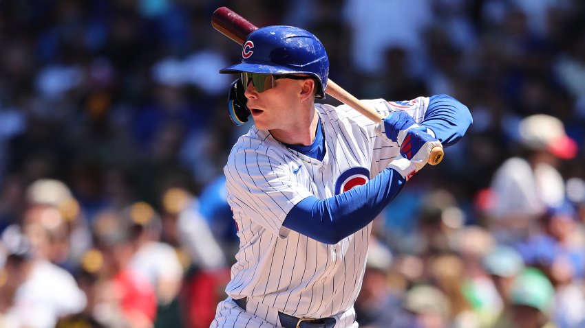 CHICAGO, ILLINOIS – MAY 08: Pete Crow-Armstrong #52 of the Chicago Cubs at bat against the San Diego Padres at Wrigley Field on May 08, 2024 in Chicago, Illinois. (Photo by Michael Reaves/Getty Images)