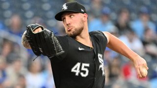 May 21, 2024; Toronto, Ontario, CAN;  Chicago White Sox starting pitcher Garrett Crochet (45) delivers a pitch against the Toronto Blue Jays in the second inning at Rogers Centre. Mandatory Credit: Dan Hamilton-USA TODAY Sports