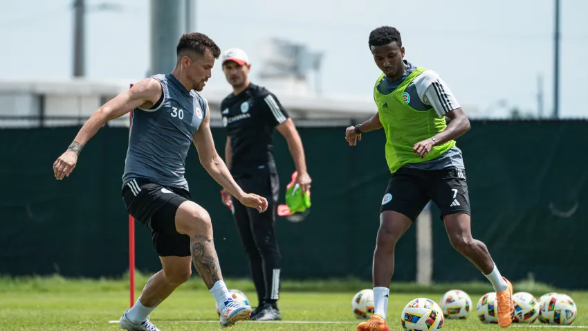 June 18, 2024. Chicago Fire FC players training at Seatgeek Stadium’s facility in Bridgeview, IL. before facing Orlando City SC for their regular match of the 2024 MLS season. | Photo by Erika Mariscal.