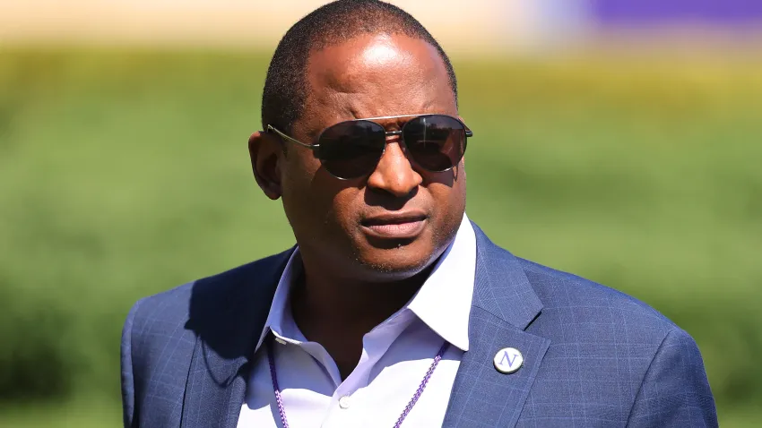 EVANSTON, ILLINOIS – SEPTEMBER 09: Athletic Director Derrick Gragg of the Northwestern Wildcats looks on prior to the game against the UTEP Miners at Ryan Field on September 09, 2023 in Evanston, Illinois. (Photo by Michael Reaves/Getty Images)