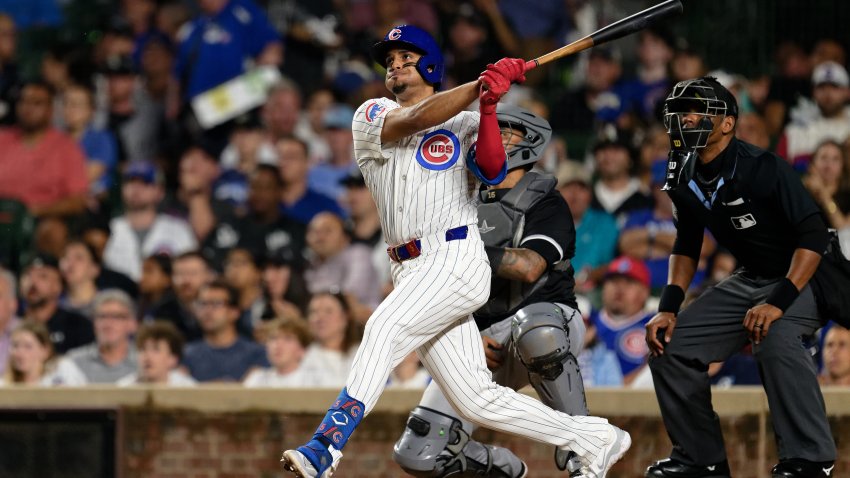 CHICAGO, IL – JUNE 04:  Christopher Morel #5 of the Chicago Cubs bats against the Chicago White Sox at Wrigley Field on June 04, 2024 in Chicago, Illinois.  (Photo by Jamie Sabau/Getty Images)