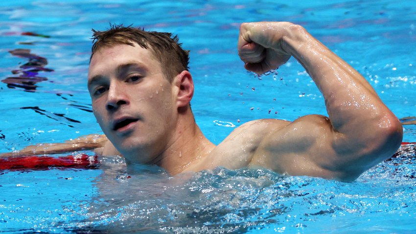 INDIANAPOLIS, INDIANA – JUNE 17: Ryan Murphy of the United States reacts after the Men’s 100m backstroke final on Day Three of the 2024 U.S. Olympic Team Swimming Trials at Lucas Oil Stadium on June 17, 2024 in Indianapolis, Indiana. (Photo by Al Bello/Getty Images)