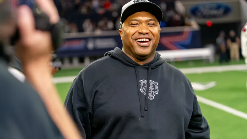 FRISCO, TX – FEBRUARY 01: East Team head coach Richard Hightower smiles after the East-West Shrine Bowl game on February 1, 2024 at the Ford Center at the star in Frisco, TX. (Photo by Chris Leduc/Icon Sportswire via Getty Images)