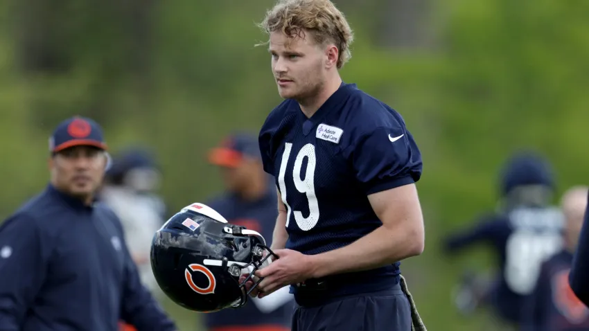 Chicago Bears punter Tory Taylor (19) during rookie minicamp at Halas Hall on May 10, 2024, in Lake Forest, Illinois. (Stacey Wescott/Chicago Tribune/Tribune News Service via Getty Images)