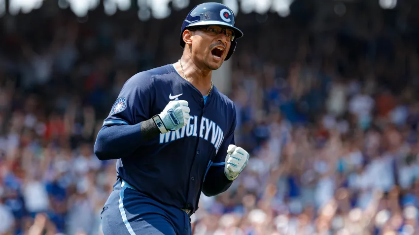 Aug 2, 2024; Chicago, Illinois, USA; Chicago Cubs catcher Christian Bethancourt (60) runs the bases after hitting a three run home run against the St. Louis Cardinals during the second inning at Wrigley Field. Mandatory Credit: Kamil Krzaczynski-USA TODAY Sports