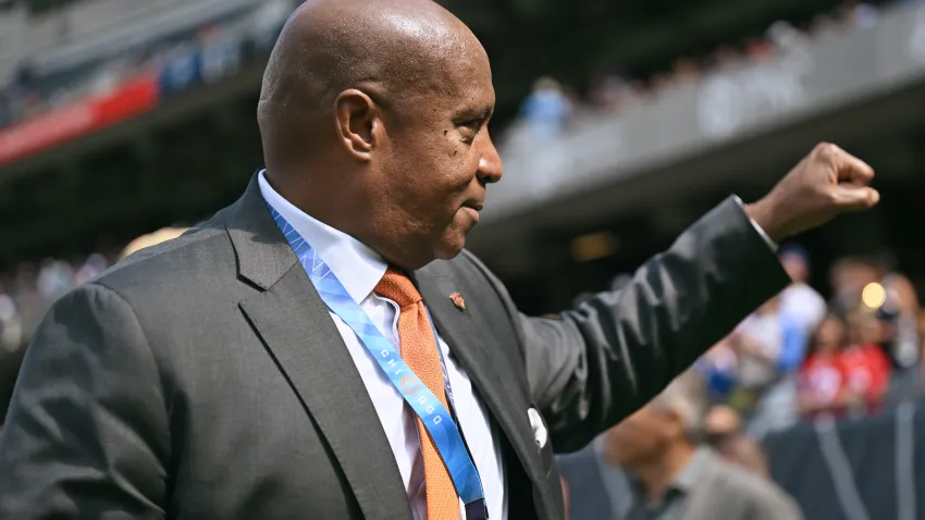 CHICAGO, ILLINOIS – AUGUST 26: President and CEO Kevin Warren of the Chicago Bears looks on before preseason between the Chicago Bears and the Buffalo Bills at Soldier Field on August 26, 2023 in Chicago, Illinois. (Photo by Quinn Harris/Getty Images)