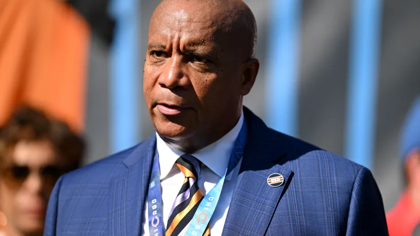 CHICAGO, ILLINOIS – OCTOBER 01: President and CEO Kevin Warren of the Chicago Bears looks on before the game against the Denver Broncos at Soldier Field on October 01, 2023 in Chicago, Illinois. (Photo by Quinn Harris/Getty Images)