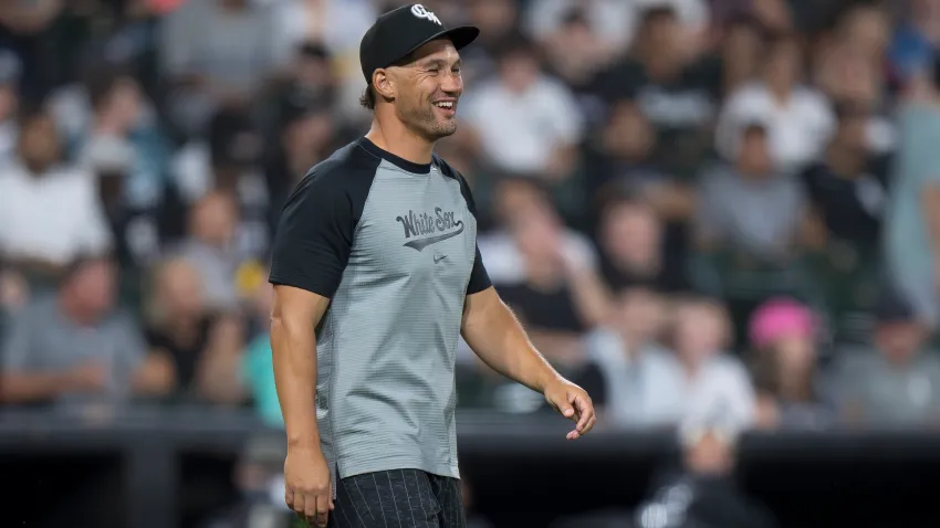 CHICAGO, ILLINOIS – AUGUST 12: Grady Sizemore of the Chicago White Sox smiles in a game against the New York Yankees at Guaranteed Rate Field on August 12, 2024 in Chicago, Illinois. (Photo by Matt Dirksen/Getty Images)