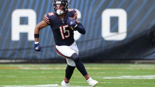 CHICAGO, IN – AUGUST 17: Rome Odunze #15 of the Chicago Bears runs a route during the second quarter of an NFL preseason football game against the Cincinnati Bengals, at Soldier Field on August 17, 2024 in Chicago, Illinois. (Photo by Todd Rosenberg/Getty Images)