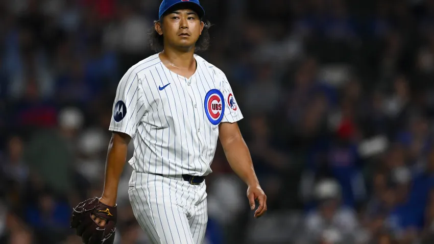 CHICAGO, ILLINOIS – SEPTEMBER 04: Shota Imanaga #18 of the Chicago Cubs walks off the field after getting an out in the fifth inning against the Pittsburgh Pirates at Wrigley Field on September 04, 2024 in Chicago, Illinois. (Photo by Quinn Harris/Getty Images)