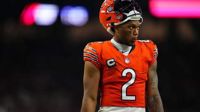 HOUSTON, TX – SEPTEMBER 15: DJ Moore #2 of the Chicago Bears walks onto the field against the Houston Texans during the second half of a football game at NRG Stadium on September 15, 2024 in Houston, Texas. (Photo by Cooper Neill/Getty Images)