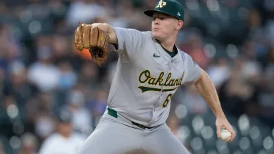 CHICAGO, ILLINOIS – SEPTEMBER 13: Brady Basso #66 of the Oakland Athletics pitches in the first inning of a game against the Chicago White Sox at Guaranteed Rate Field on September 13, 2024 in Chicago, Illinois. (Photo by Matt Dirksen/Getty Images)