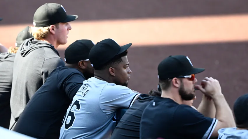 SAN DIEGO, CA – Chicago White Sox playes look out from the dugout during the ninth inning against the San Diego Padres, September 22, 2024 at Petco Park in San Diego, California. (Photo by Denis Poroy/Getty Images)