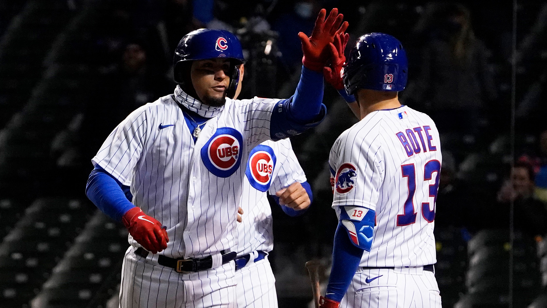 The Chicago Cubs' Javier Baez hits a grand slam in the sixth