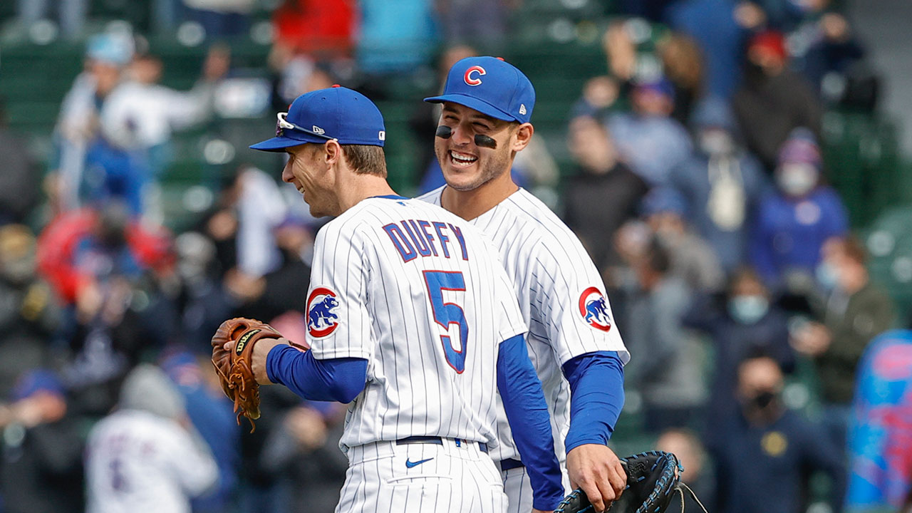 Chicago Cubs' Matt Duffy plays during a baseball game against the