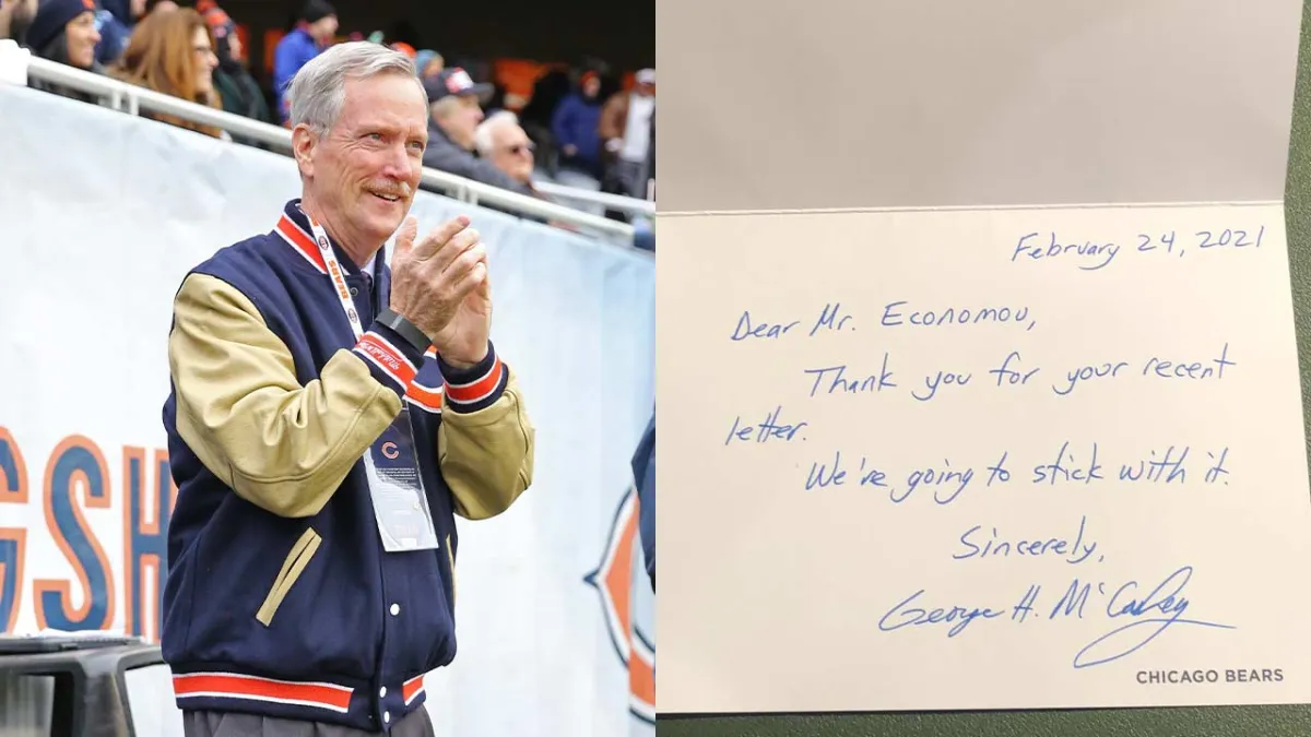 As Bears' Virginia McCaskey turns 100, Matt Eberflus remembers first  message – NBC Sports Chicago